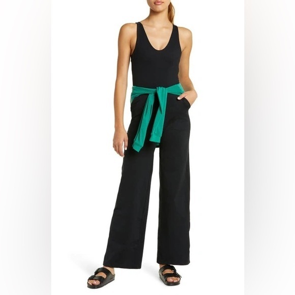 NWT Zella Black Wide Leg Tank Stretch Soft Jumpsuit 3X O1 - Picture 1 of 12